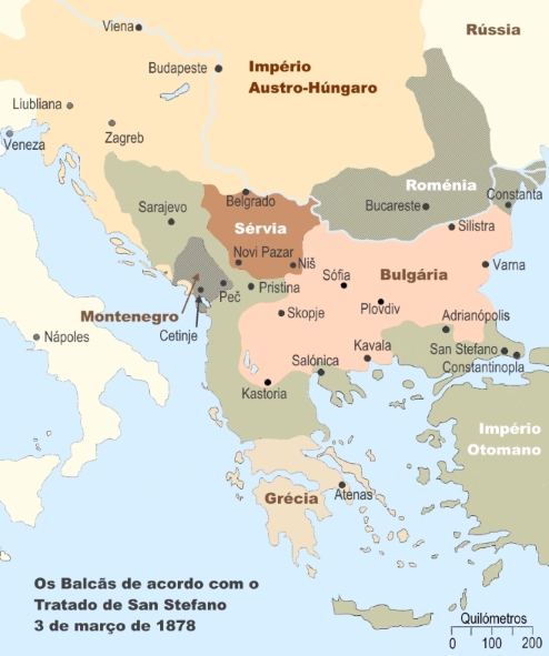 Balcãs Tratado de San Stefano 1878 reduzida
