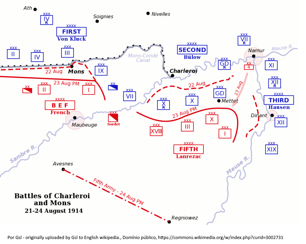955px Battles of Charleroi and Mons map